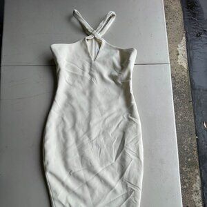 Ivory/Cream Halter Bodycon Dress Size 6 Cocktail Bridal Rehearsal Bachelorette